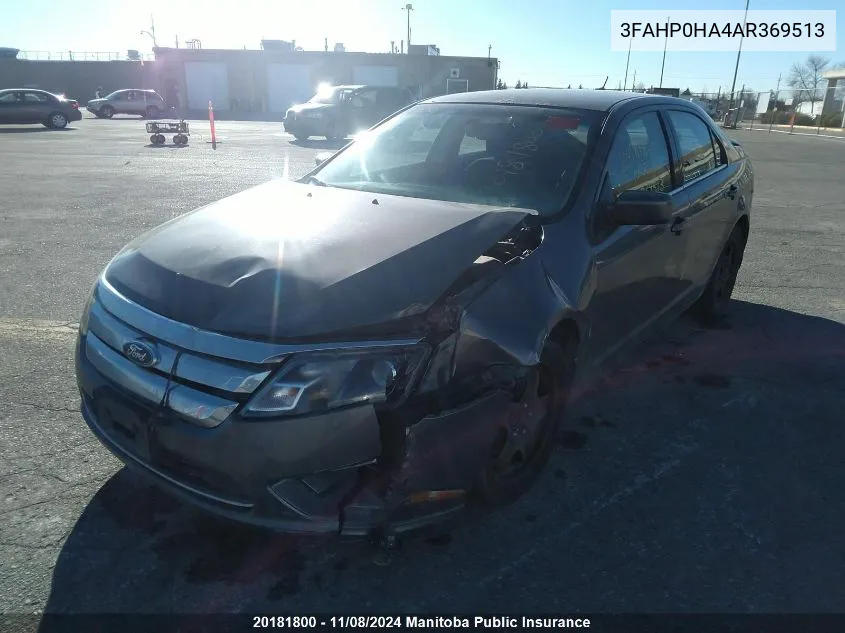 2010 Ford Fusion Se VIN: 3FAHP0HA4AR369513 Lot: 20181800