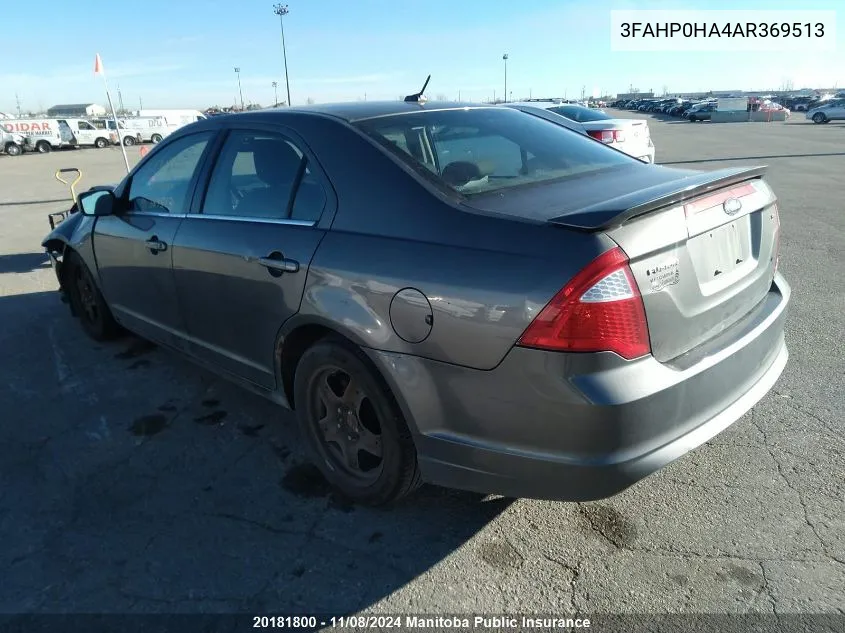 2010 Ford Fusion Se VIN: 3FAHP0HA4AR369513 Lot: 20181800