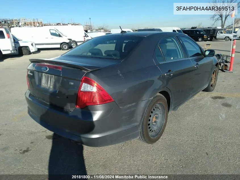 2010 Ford Fusion Se VIN: 3FAHP0HA4AR369513 Lot: 20181800