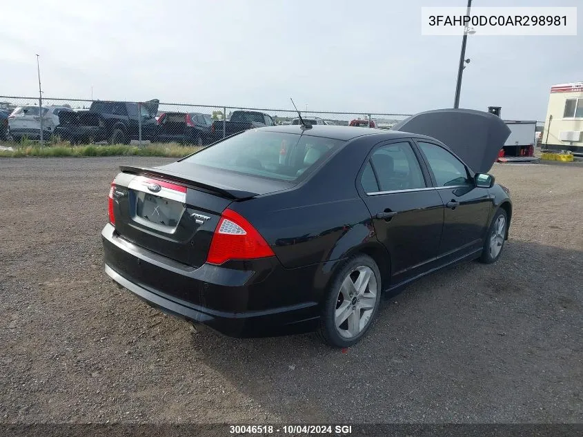 2010 Ford Fusion Sport VIN: 3FAHP0DC0AR298981 Lot: 30046518