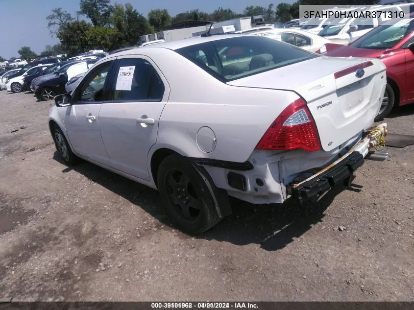 2010 Ford Fusion Se VIN: 3FAHP0HA0AR371310 Lot: 39101962