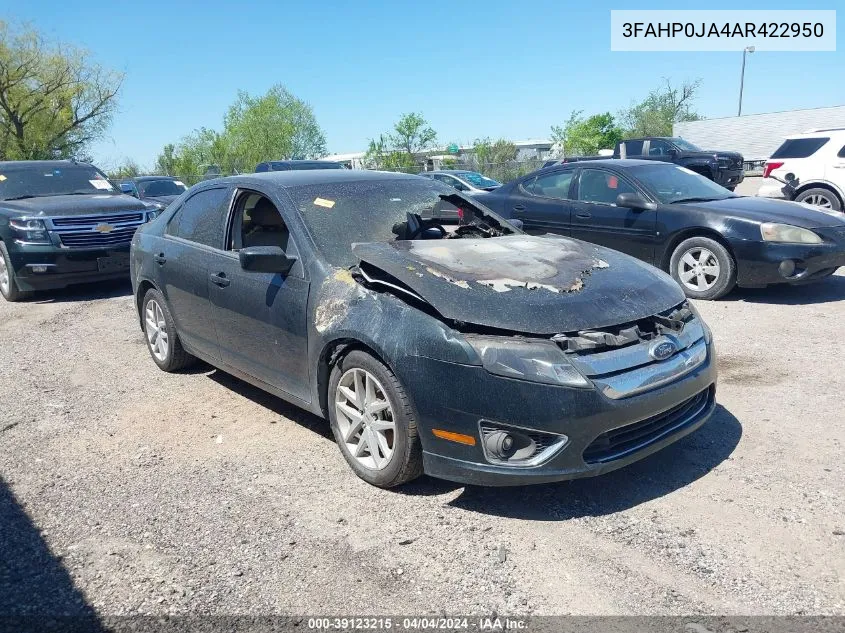 2010 Ford Fusion Sel VIN: 3FAHP0JA4AR422950 Lot: 39123215