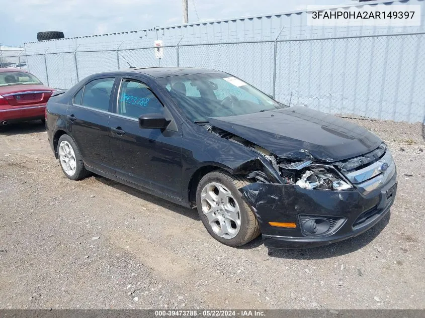 2010 Ford Fusion Se VIN: 3FAHP0HA2AR149397 Lot: 39473788