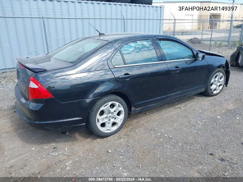 2010 Ford Fusion Se VIN: 3FAHP0HA2AR149397 Lot: 39473788