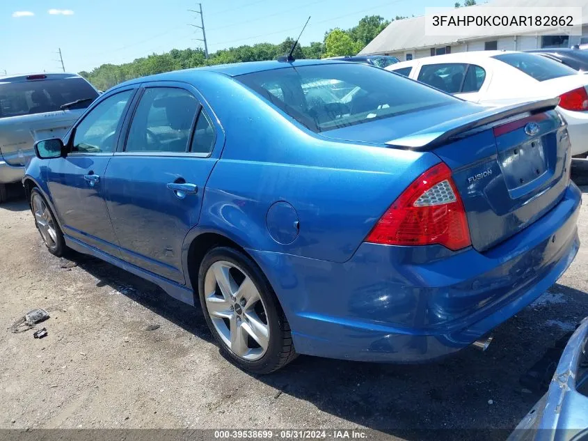 2010 Ford Fusion Sport VIN: 3FAHP0KC0AR182862 Lot: 39538699