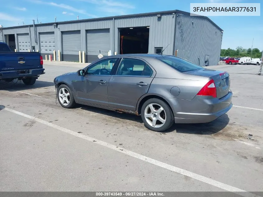 2010 Ford Fusion Se VIN: 3FAHP0HA6AR377631 Lot: 39743549