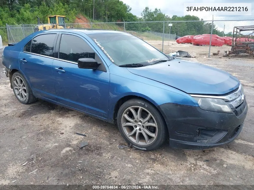 2010 Ford Fusion Se VIN: 3FAHP0HA4AR221216 Lot: 39754634