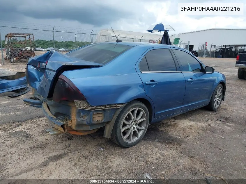 2010 Ford Fusion Se VIN: 3FAHP0HA4AR221216 Lot: 39754634