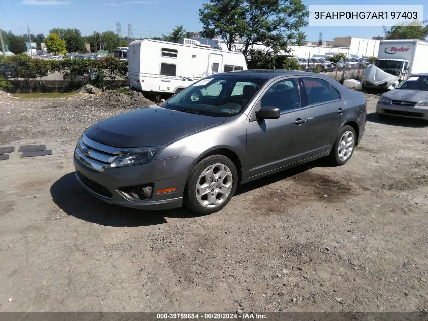 2010 Ford Fusion Se VIN: 3FAHP0HG7AR197403 Lot: 39759654