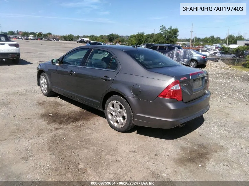 2010 Ford Fusion Se VIN: 3FAHP0HG7AR197403 Lot: 39759654