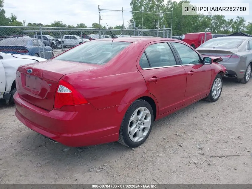 2010 Ford Fusion Se VIN: 3FAHP0HA8AR282780 Lot: 39784703