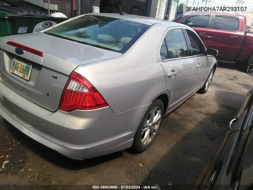 2010 Ford Fusion Se VIN: 3FAHP0HA7AR293107 Lot: 39803660