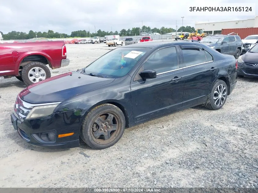 2010 Ford Fusion Se VIN: 3FAHP0HA3AR165124 Lot: 39826980