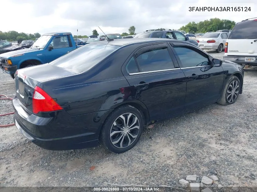 2010 Ford Fusion Se VIN: 3FAHP0HA3AR165124 Lot: 39826980