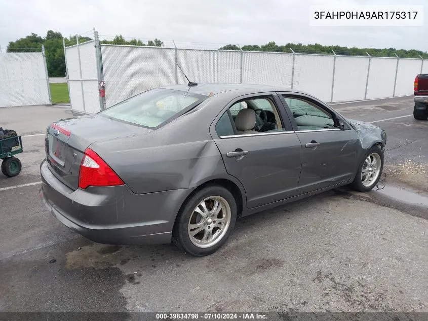 2010 Ford Fusion Se VIN: 3FAHP0HA9AR175317 Lot: 39834798