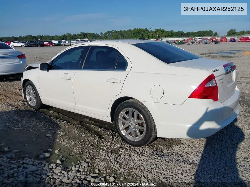 2010 Ford Fusion Sel VIN: 3FAHP0JAXAR252125 Lot: 39849101