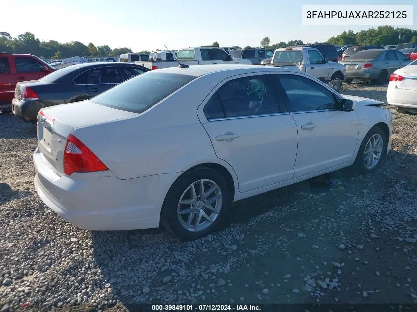 2010 Ford Fusion Sel VIN: 3FAHP0JAXAR252125 Lot: 39849101