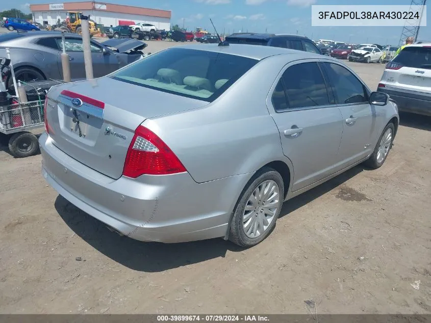 2010 Ford Fusion Hybrid VIN: 3FADP0L38AR430224 Lot: 39899674