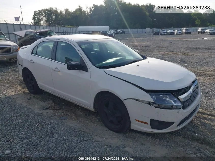 2010 Ford Fusion Se VIN: 3FAHP0HA2AR389288 Lot: 39946213