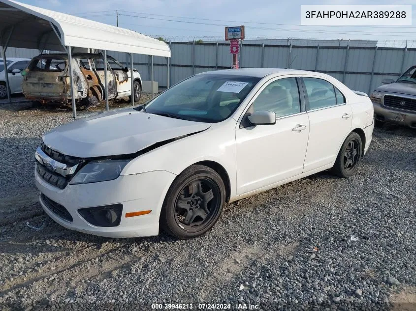 2010 Ford Fusion Se VIN: 3FAHP0HA2AR389288 Lot: 39946213