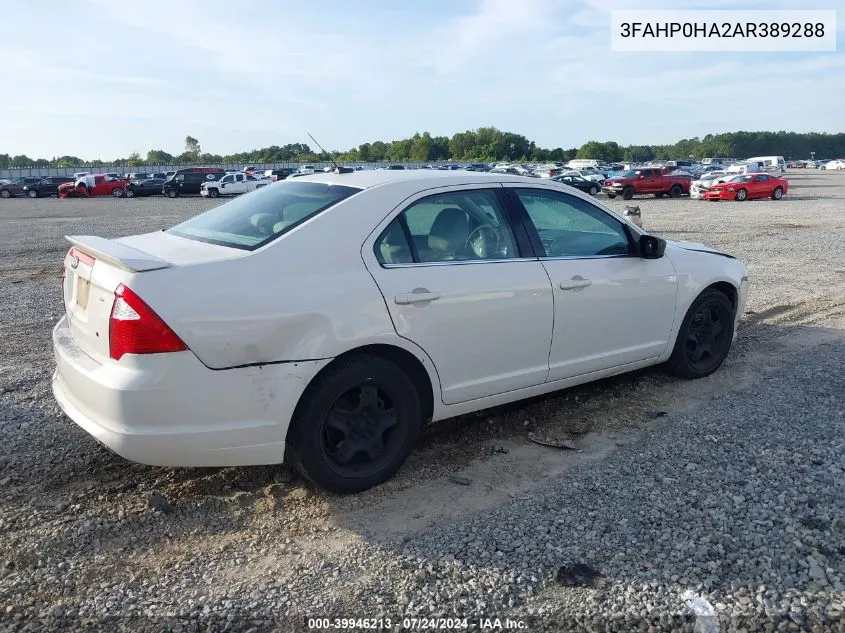 2010 Ford Fusion Se VIN: 3FAHP0HA2AR389288 Lot: 39946213