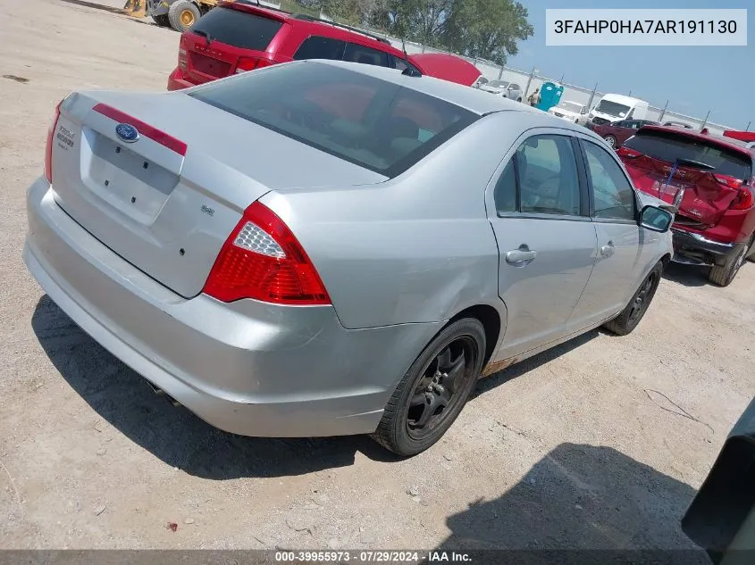 2010 Ford Fusion Se VIN: 3FAHP0HA7AR191130 Lot: 39955973