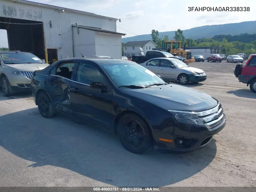 2010 Ford Fusion Se VIN: 3FAHP0HA0AR338338 Lot: 40003751