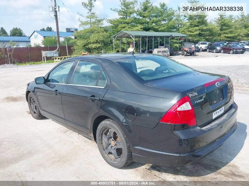 2010 Ford Fusion Se VIN: 3FAHP0HA0AR338338 Lot: 40003751