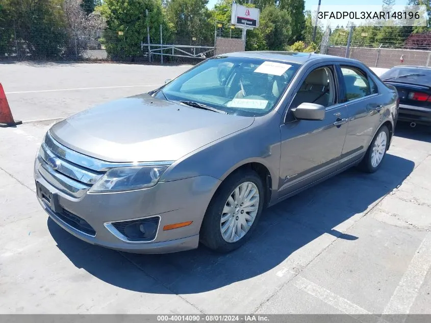 2010 Ford Fusion Hybrid VIN: 3FADP0L3XAR148196 Lot: 40014090