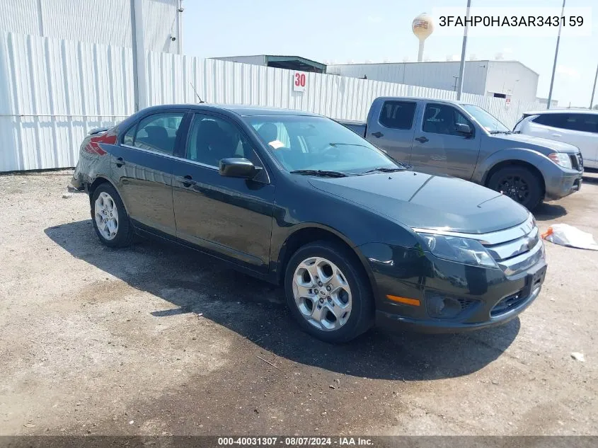 2010 Ford Fusion Se VIN: 3FAHP0HA3AR343159 Lot: 40031307