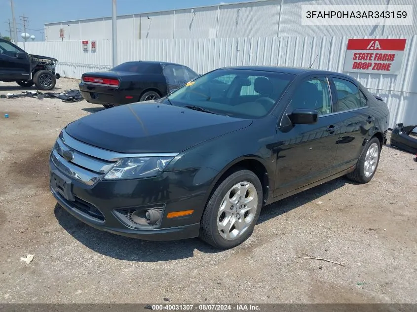 2010 Ford Fusion Se VIN: 3FAHP0HA3AR343159 Lot: 40031307