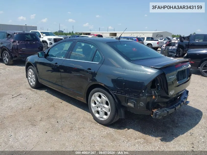 2010 Ford Fusion Se VIN: 3FAHP0HA3AR343159 Lot: 40031307