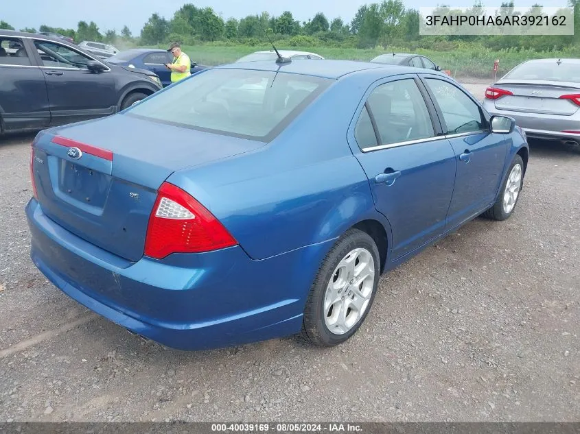 2010 Ford Fusion Se VIN: 3FAHP0HA6AR392162 Lot: 40039169