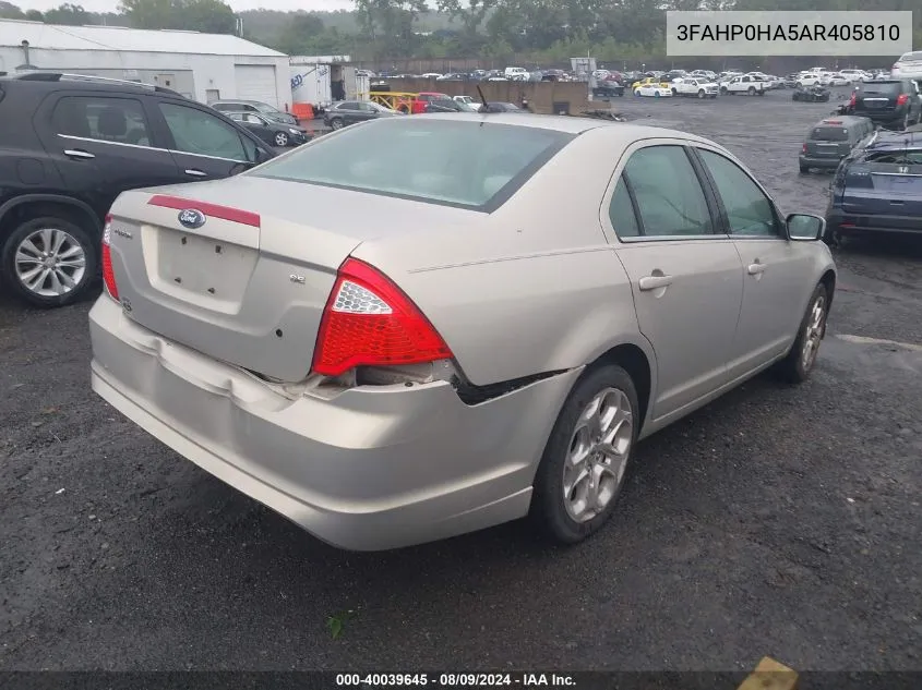 2010 Ford Fusion Se VIN: 3FAHP0HA5AR405810 Lot: 40039645