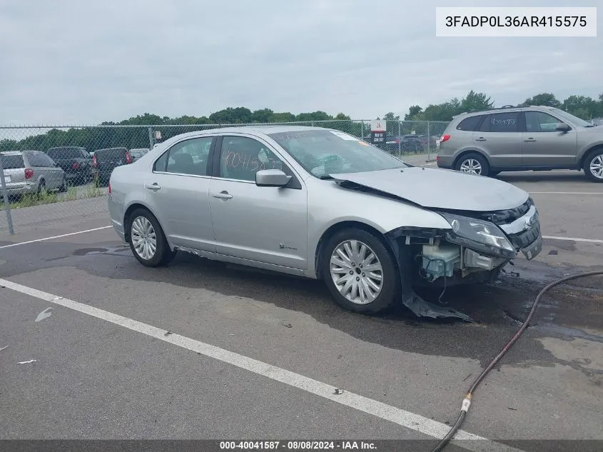 2010 Ford Fusion Hybrid VIN: 3FADP0L36AR415575 Lot: 40041587