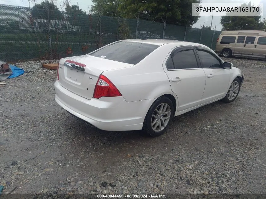 2010 Ford Fusion Sel VIN: 3FAHP0JA8AR163170 Lot: 40044455