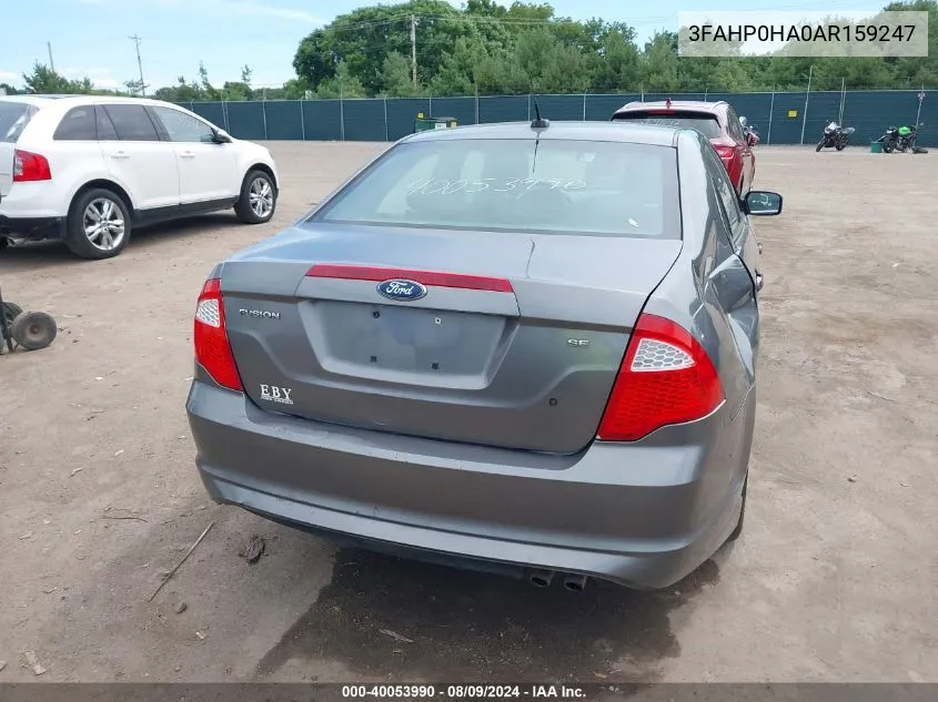 2010 Ford Fusion Se VIN: 3FAHP0HA0AR159247 Lot: 40053990