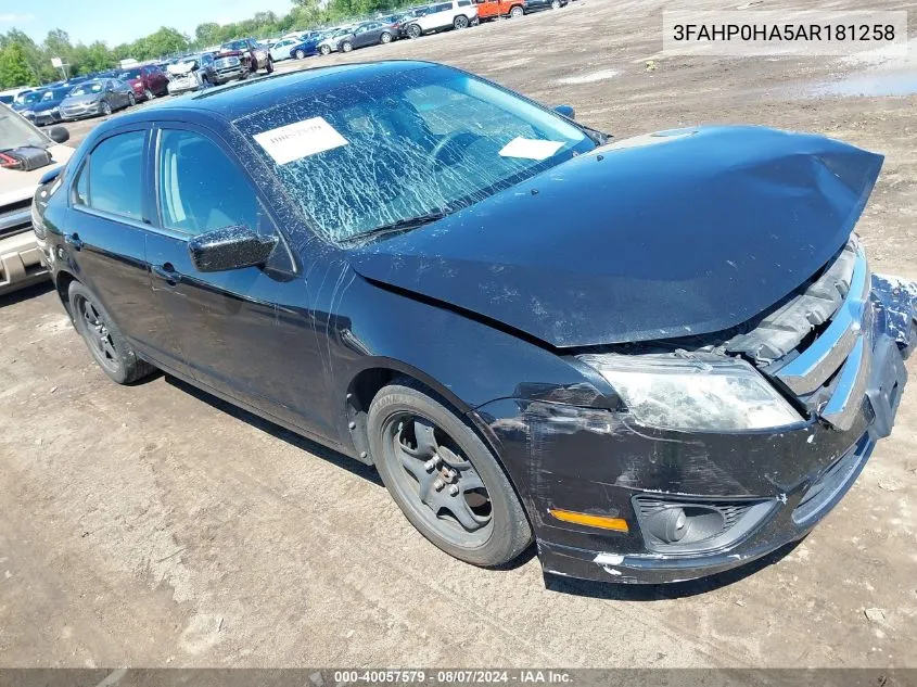 2010 Ford Fusion Se VIN: 3FAHP0HA5AR181258 Lot: 40057579