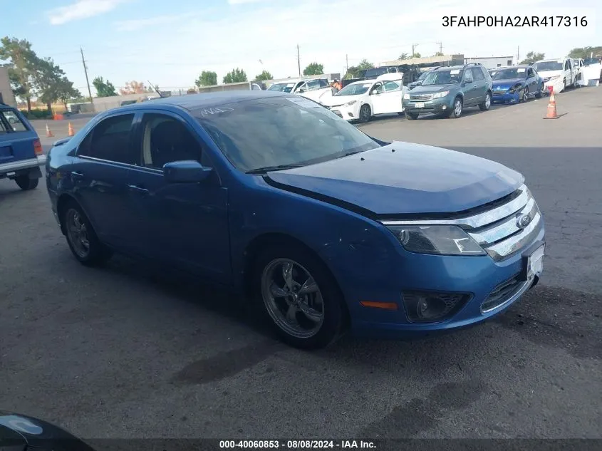 3FAHP0HA2AR417316 2010 Ford Fusion Se