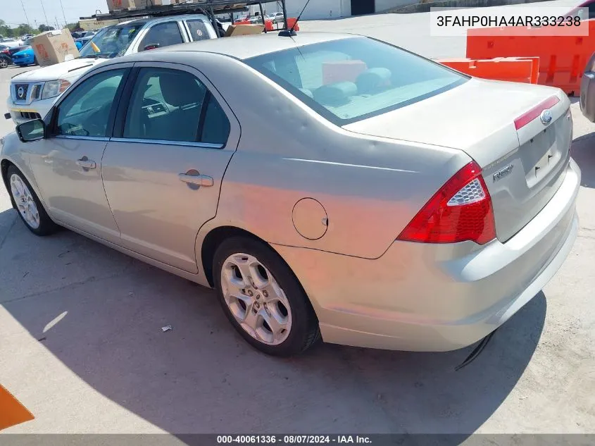 2010 Ford Fusion Se VIN: 3FAHP0HA4AR333238 Lot: 40061336