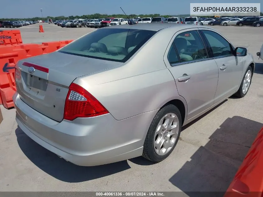 2010 Ford Fusion Se VIN: 3FAHP0HA4AR333238 Lot: 40061336