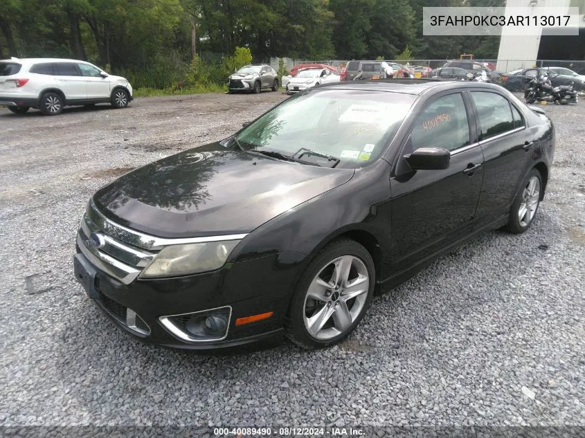 2010 Ford Fusion Sport VIN: 3FAHP0KC3AR113017 Lot: 40089490