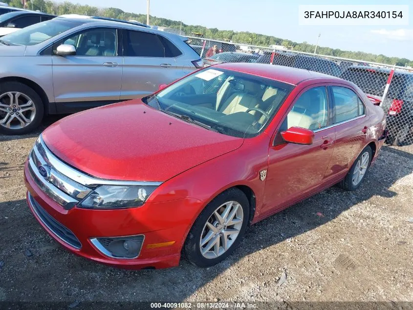 2010 Ford Fusion Sel VIN: 3FAHP0JA8AR340154 Lot: 40091082