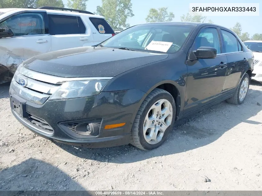 2010 Ford Fusion Se VIN: 3FAHP0HGXAR333443 Lot: 40099659