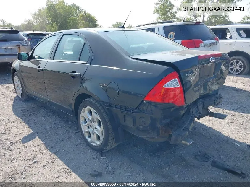 2010 Ford Fusion Se VIN: 3FAHP0HGXAR333443 Lot: 40099659