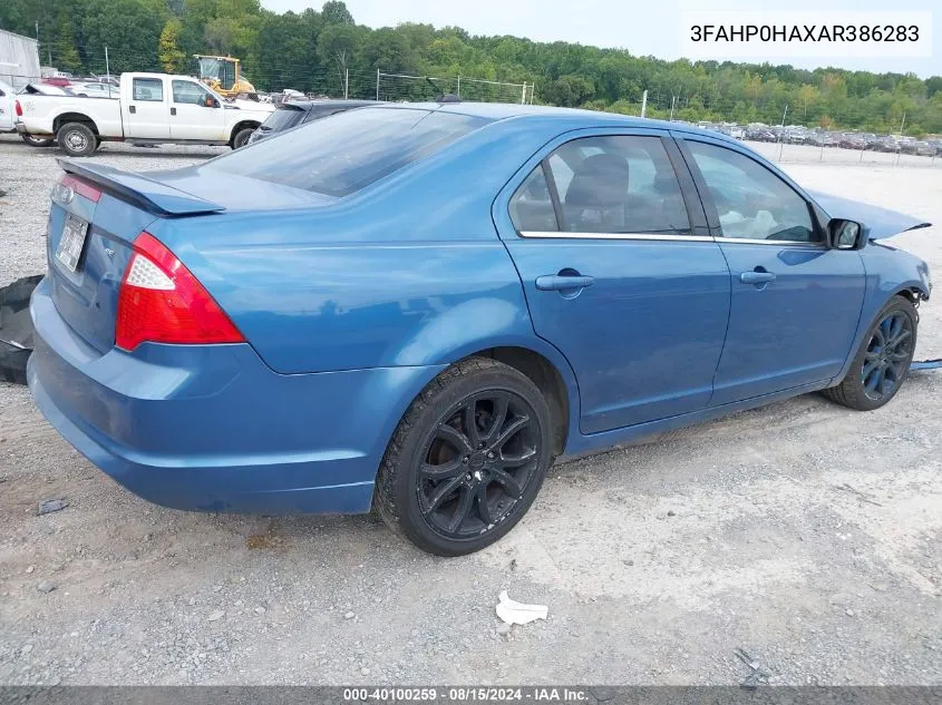 2010 Ford Fusion Se VIN: 3FAHP0HAXAR386283 Lot: 40100259