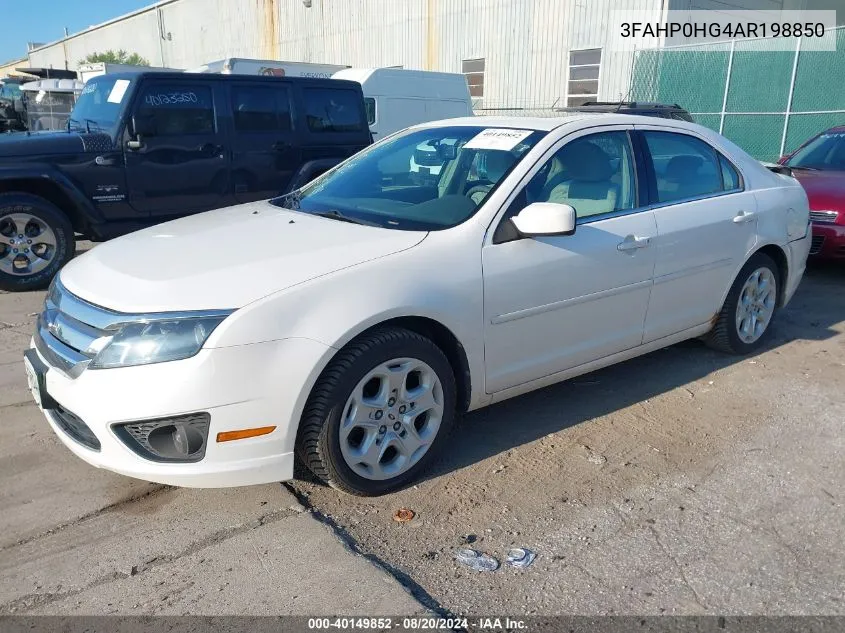 2010 Ford Fusion Se VIN: 3FAHP0HG4AR198850 Lot: 40149852