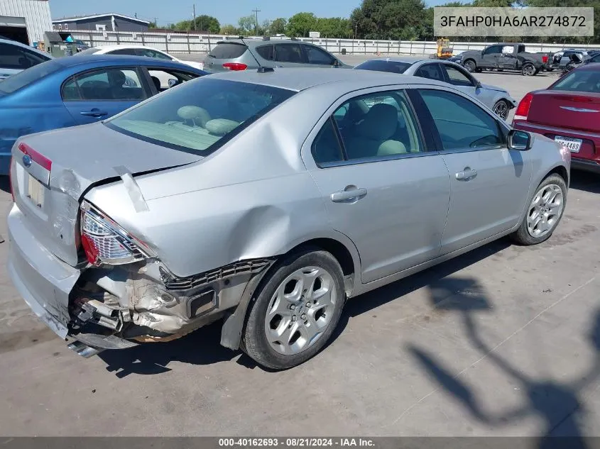 2010 Ford Fusion Se VIN: 3FAHP0HA6AR274872 Lot: 40162693