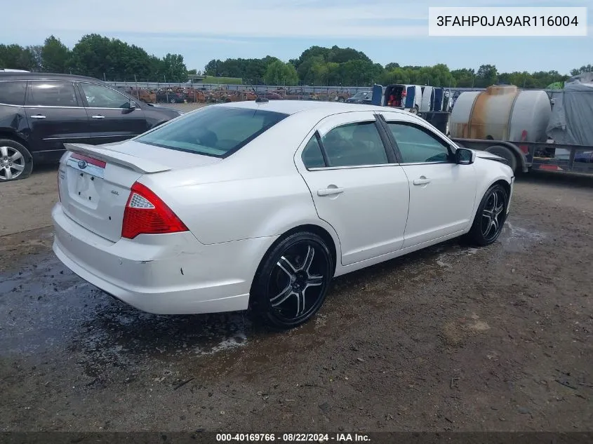 2010 Ford Fusion Sel VIN: 3FAHP0JA9AR116004 Lot: 40169766