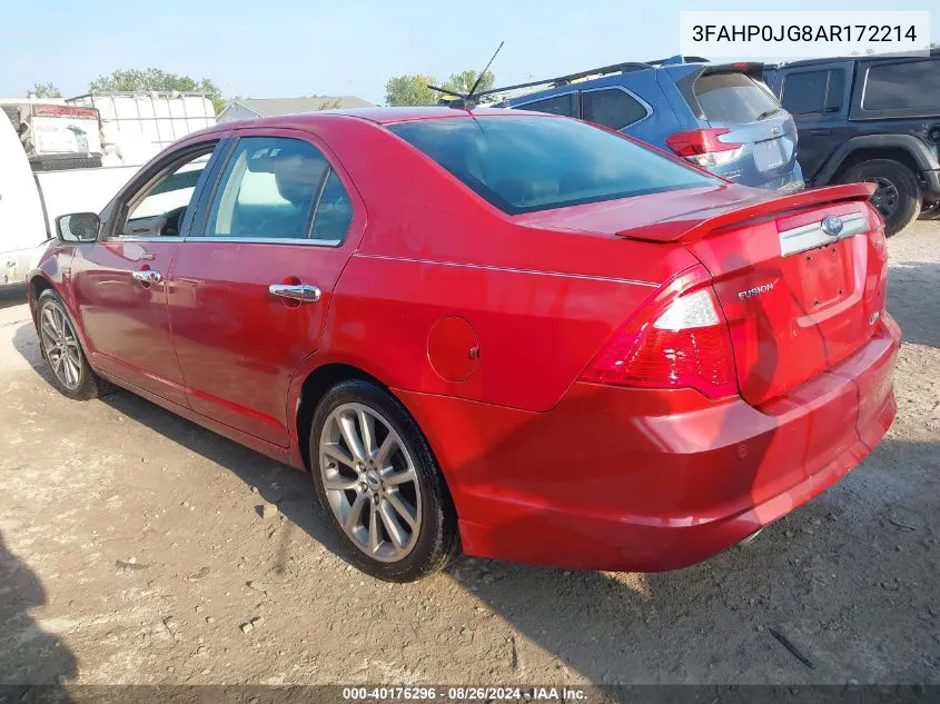 2010 Ford Fusion Sel VIN: 3FAHP0JG8AR172214 Lot: 40176296